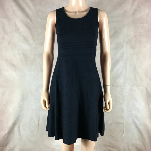 CHARTER CLUB Fit & Flare Ribbed Knit Black Dress P/S - Picture 12 of 12